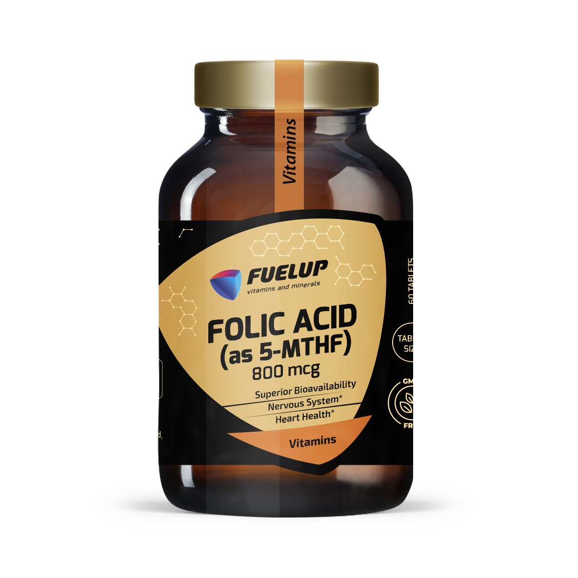 Ácido fólico activo (5-MTHF) 800 mcg para la formación normal de la sangre y la función del sistema nervioso