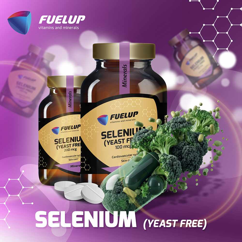 Selenio 100 mcg para la salud de la tiroides y la inmunidad (sin levadura)