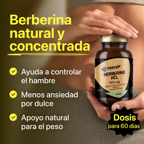 Berberina HCL 500 mg concentración 97%, clínicamente estudiada para el control del peso y el metabolismo