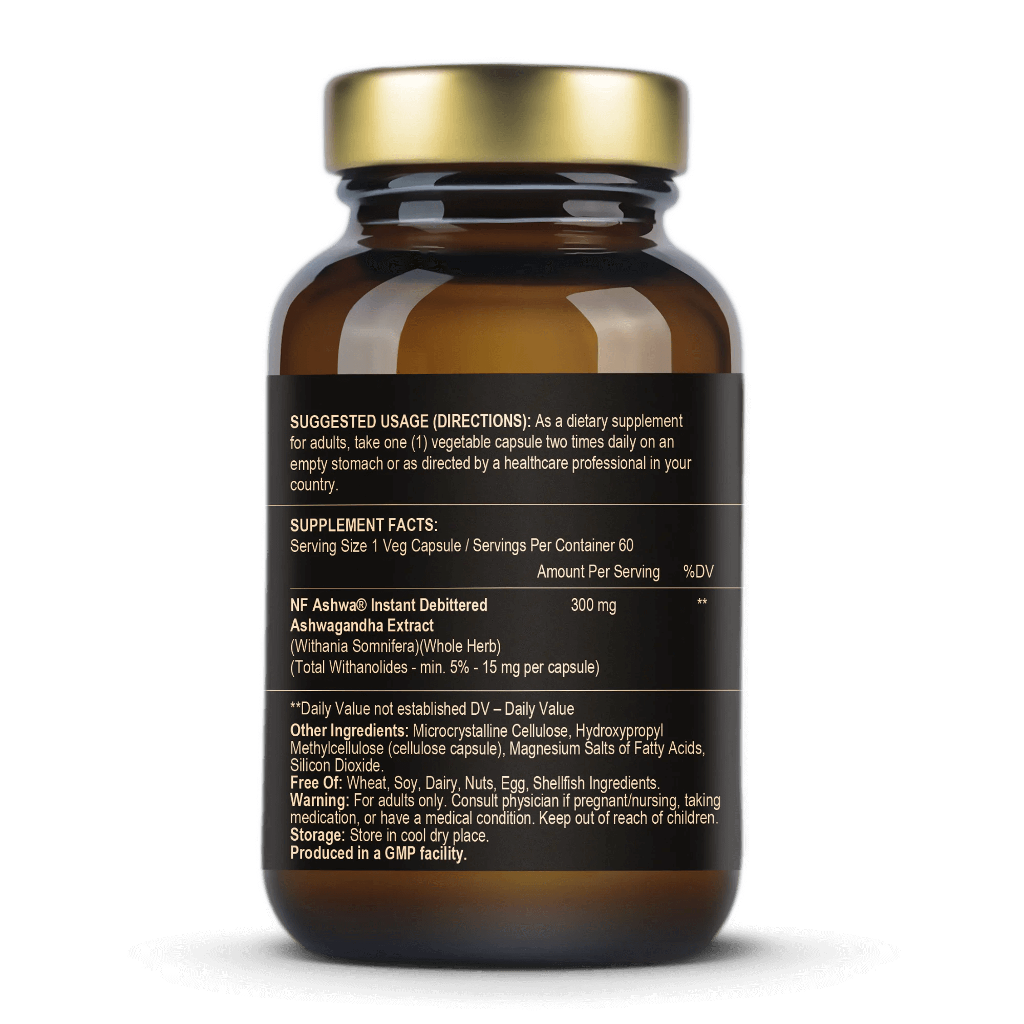 Ashwagandha 300 mg para el estrés, el sueño y el bienestar general (60 cápsulas)
