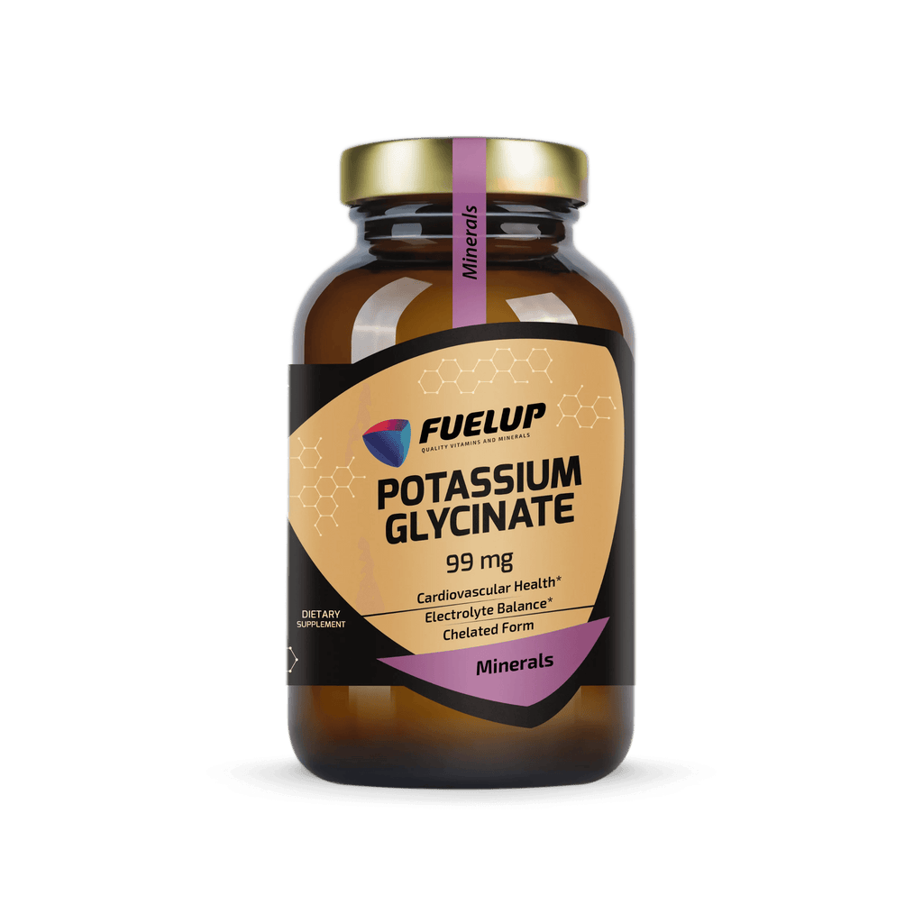 Potasio glicinato 99 mg para el sistema nervioso, los músculos y el equilibrio electrolítico (120 cápsulas)