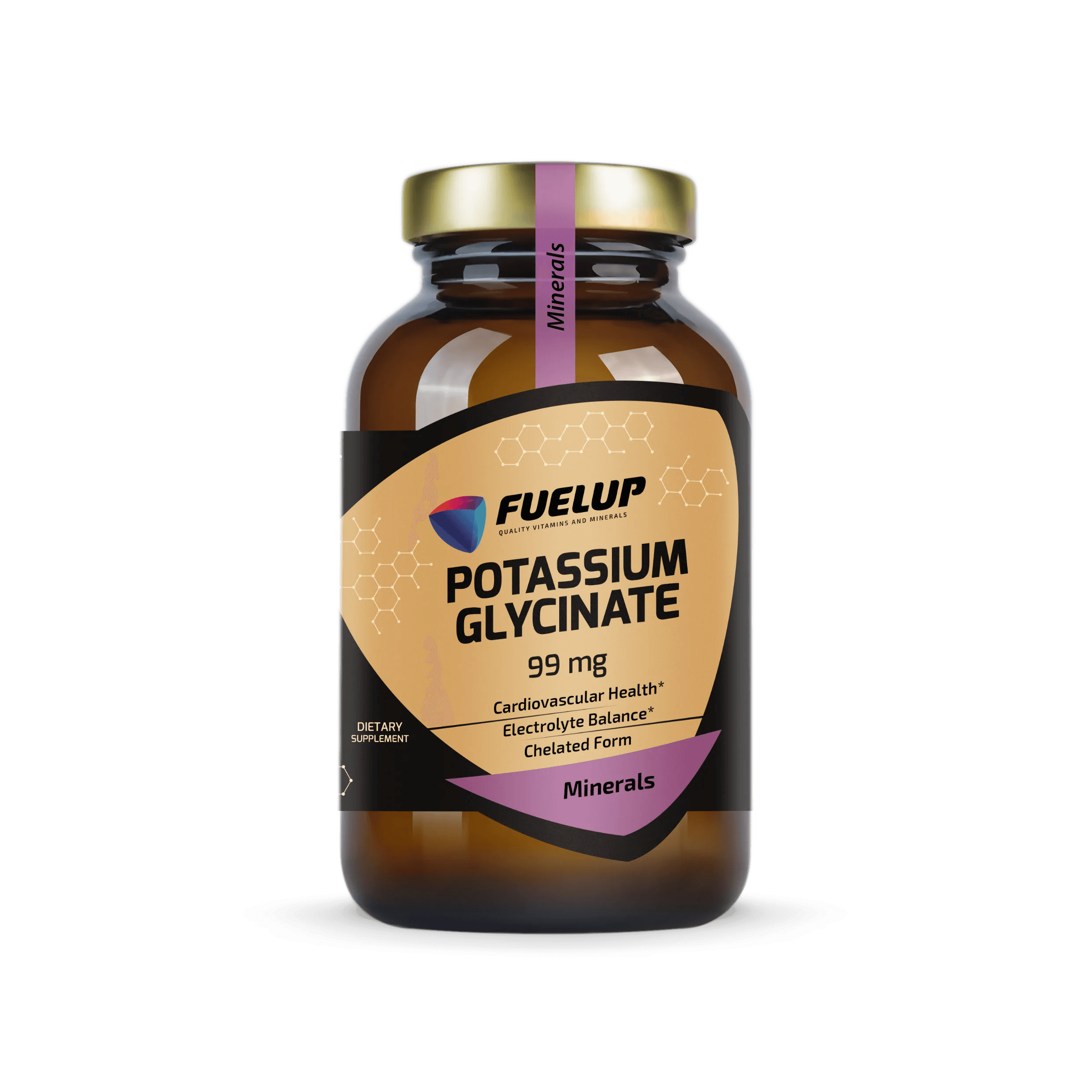 Potasio glicinato 99 mg para el sistema nervioso, los músculos y el equilibrio electrolítico (120 cápsulas)