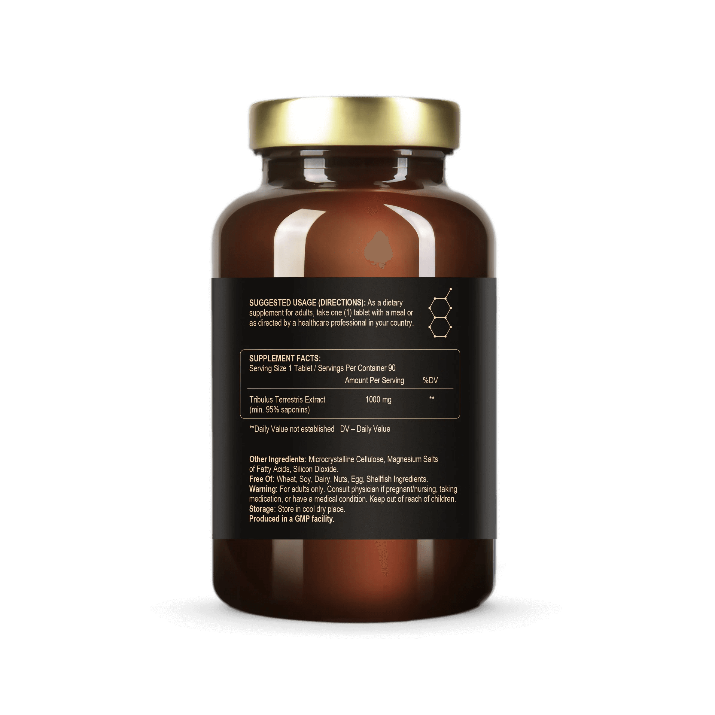 Tribulus Terrestris 1000 mg para vitalidad masculina y rendimiento físico (90 tabletas)