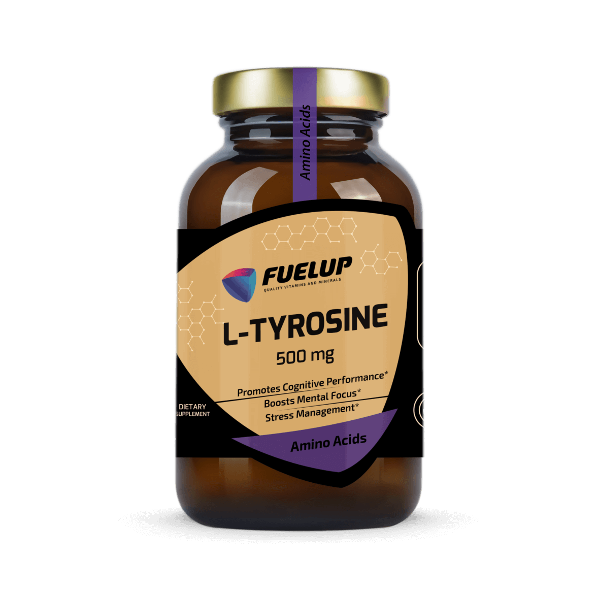 L-tirosina 500 mg para el estrés, la carga mental, la fatiga y los problemas de concentración (120 cápsulas)