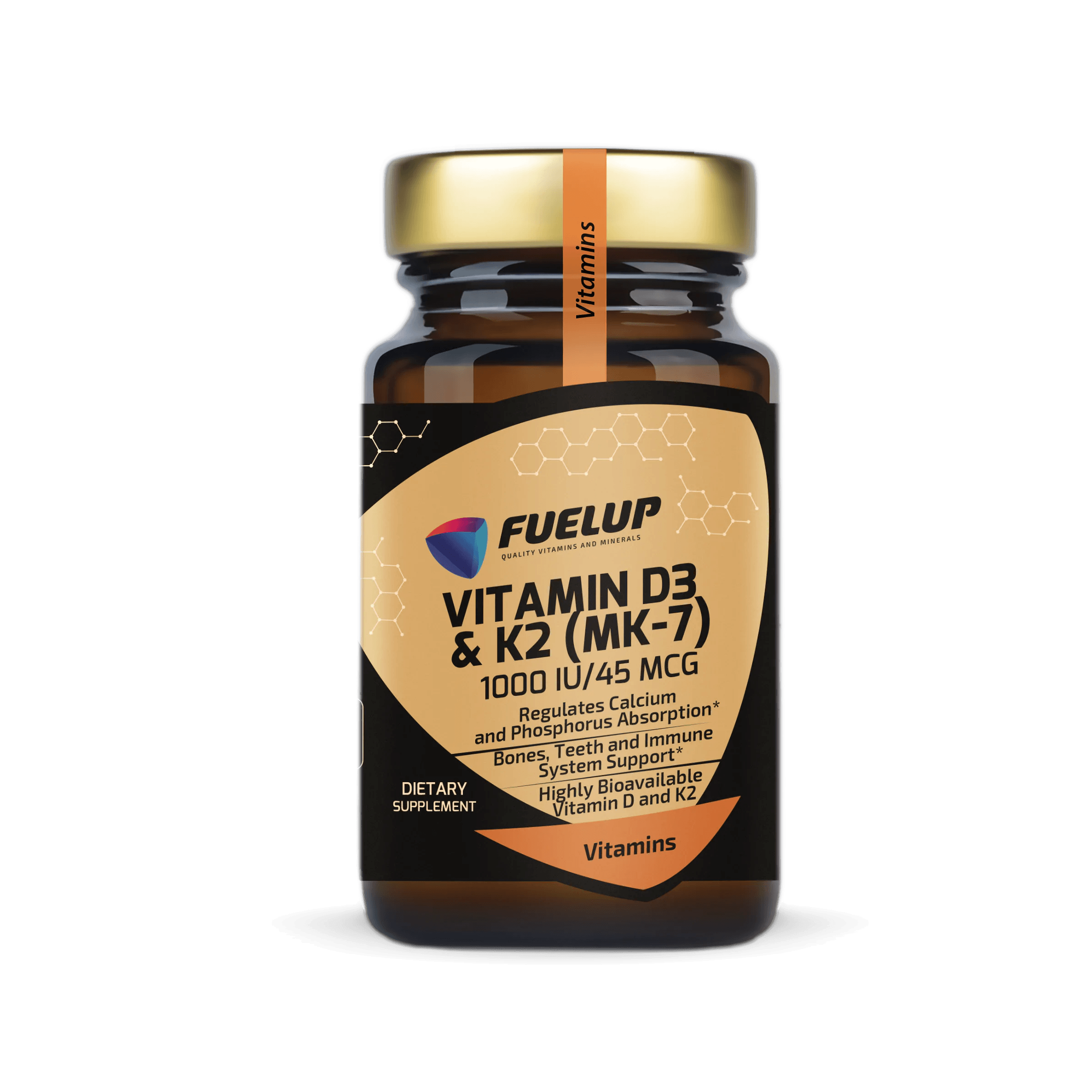 Vitamina D3 1000 IU + K2 (MK-7) para el sistema inmunitario y la salud ósea (120 cápsulas)