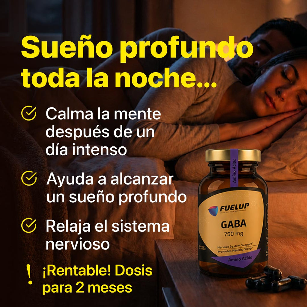 GABA 750 mg para la relajación, el control del estrés y la calma